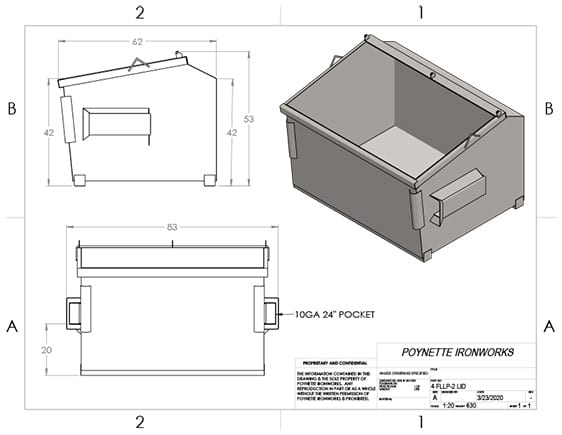Front Load Lid 4yd Front Load Low Profile 2-Lid - Poynette Iron Works, LLC